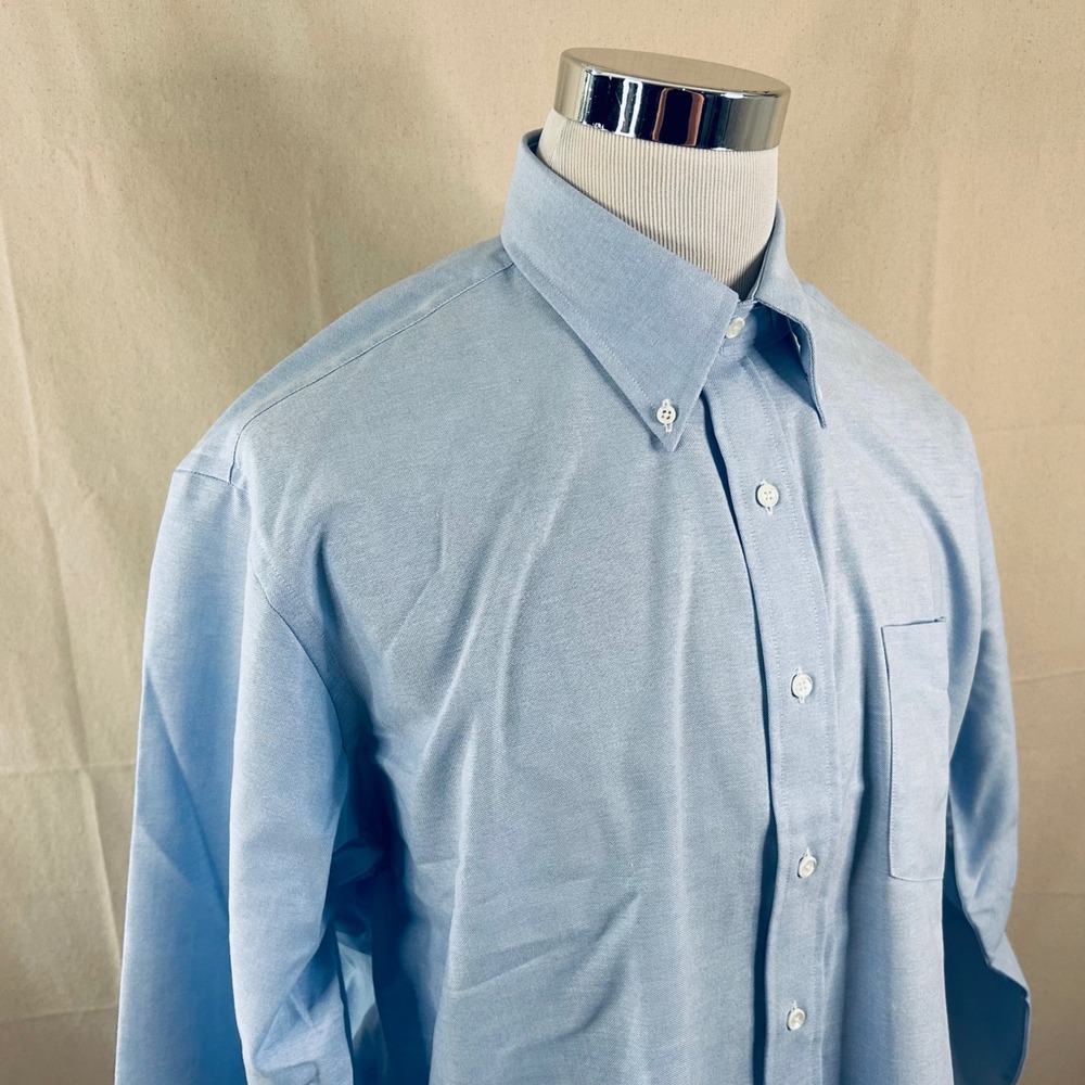 NWOT Alexander Lloyd 17.5 37/38 Tall Oxford Dress Shirt Blue Button Down Mens